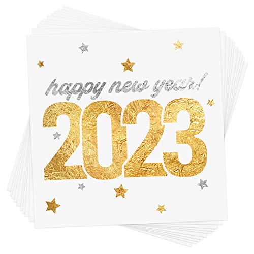 סט שנה טובה של 10 קעקועים זמניים | 2023 ערב השנה החדשה | קעקועי פלאש של תכשיטי נופש אטומים למים, קעקועי פלאש,